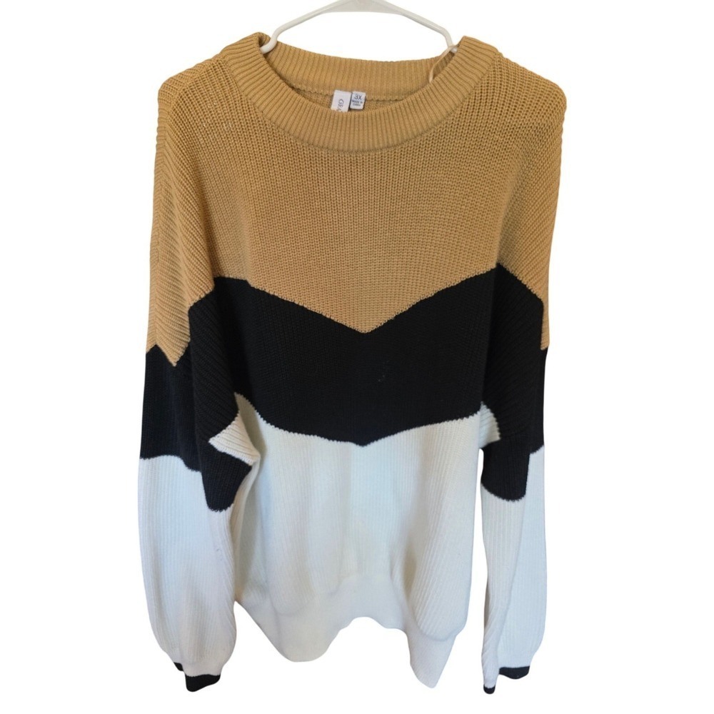 Grace & Karma Colorblock Sweater 3x Womens Plus Size Multicolor Long Sleeve